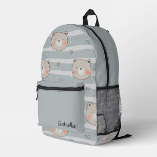 Schattigee teddybeer gezichten, harten en strepen bedrukte rugzak