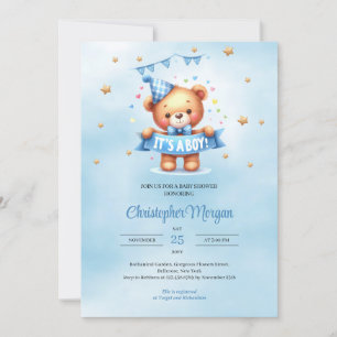 Schattigee teddybeer Het is een baby shower Kaart