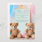 Schattigee teddybeer hij of zij Geslacht onthullen Kaart (Voorkant / Achterkant)