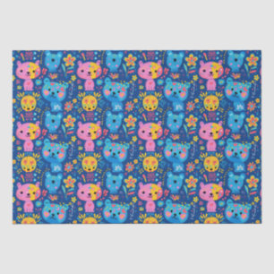 Schattigee teddybeer illustratie blauw Kinder Tissuepapier