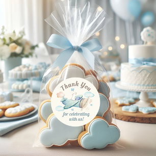 Schattigee teddybeer in Baby shower Ronde Sticker