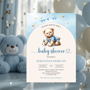Schattigee teddybeer met baby flessenboogjongen kaart