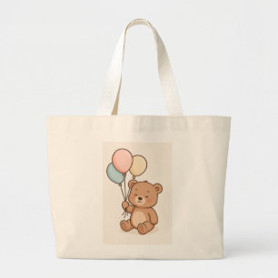 Schattigee teddybeer met ballonnen Baby & Kinder Grote Tote Bag