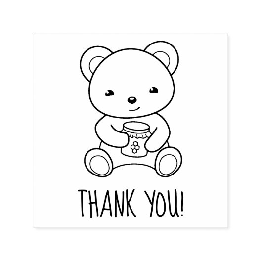 Schattigee teddybeer met een honingpot dank u zelfinktende stempel (Design)