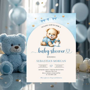 Schattigee teddybeer met flessenboogjongen kaart
