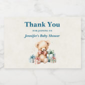 Schattigee teddybeer met geschenken Dank u Sparkling Wijnetiket (Enkel label)