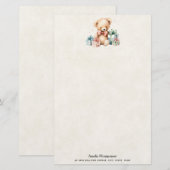 Schattigee teddybeer met kerstcadeaus briefpapier (Voorkant / Achterkant)