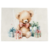 Schattigee teddybeer met kerstcadeaus groot cadeauzakje (Achterkant)