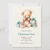 Schattigee teddybeer met kerstcadeaus kaart (Voorkant)