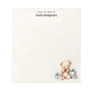 Schattigee teddybeer met kerstcadeaus notitieblok