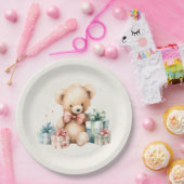 Schattigee teddybeer met kerstcadeaus papieren bordje (Feest)