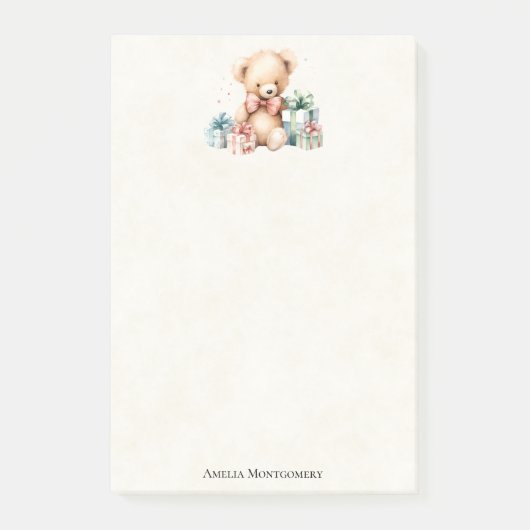 Schattigee teddybeer met kerstcadeaus post-it® notes (Voorkant)