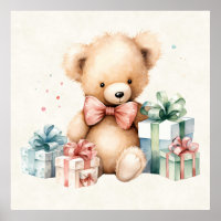 Schattigee teddybeer met kerstcadeaus