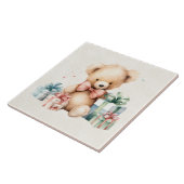 Schattigee teddybeer met kerstcadeaus tegeltje (Zijkant)