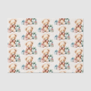 Schattigee teddybeer met kerstcadeautjes tissuepapier