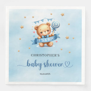 Schattigee teddybeer met lint Het is een baby show Servet