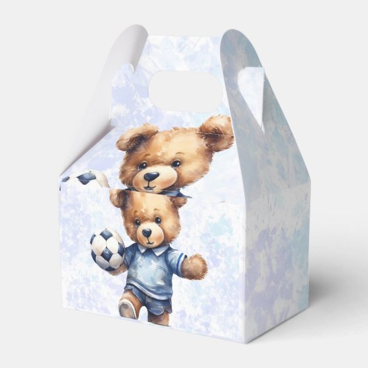 Schattigee Teddybeer met Voetbal Verjaardagsfeestj Bedankdoosjes (Achterkant)