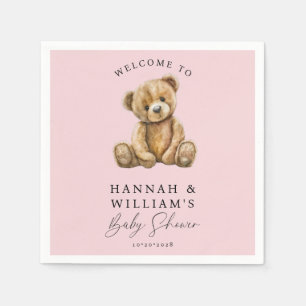 Schattigee teddybeer roze meisje Baby shower Servet