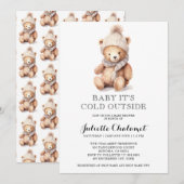 Schattigee teddybeer winteruitnodiging kaart (Voorkant / Achterkant)