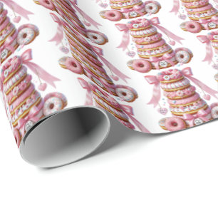 Schattigee tegelmeisjes donut baby shower cadeaupapier