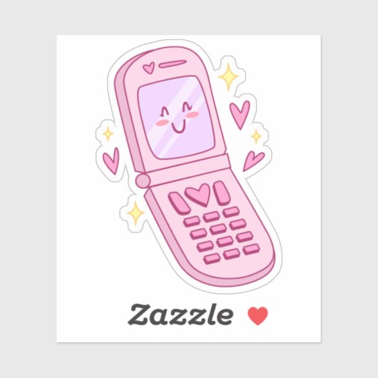 Schattigee telefoontekening sticker (Vel)