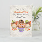 Schattigee Thanksgiving Cupcakes Baby shower Invit Kaart (Staand voorkant)
