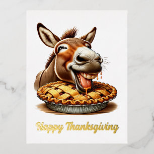 Schattigee Thanksgiving Donkey Folie Feestdagen Briefkaart