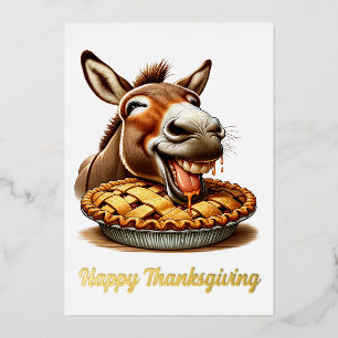 Schattigee Thanksgiving Donkey Folie Feestdagenkaart
