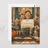 Schattigee Thanksgiving Gezin met Hond Briefkaart (Voorkant / Achterkant)