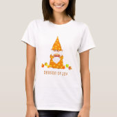 Schattigee Thanksgiving Gnome & Fall Leaves T-shir T-shirt (Voorkant)