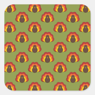 Schattigee Thanksgiving Herfst Turkije Patroon Vierkante Sticker