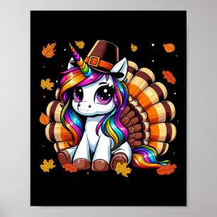 Schattigee Thanksgiving Peuter Turkije Eenhoorn Me Poster