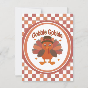 Schattigee Thanksgiving Turkije Cartoon - "Gobble Briefkaart