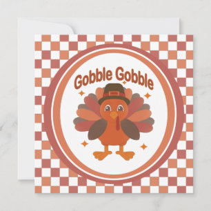 Schattigee Thanksgiving Turkije Cartoon - "Gobble  Kaart