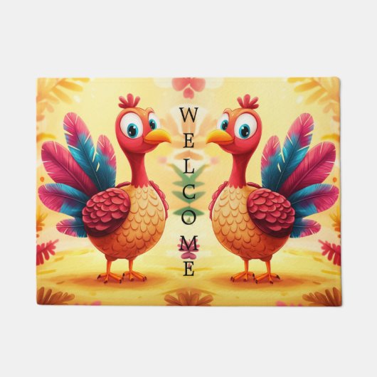 Schattigee Thanksgiving Turkije Doormat Deurmat (Voorkant)