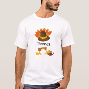 Schattigee Thanksgiving Turkije Football Cartoon C T-shirt