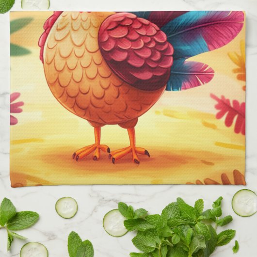 Schattigee Thanksgiving Turkije Keuken Handdoek (Gevouwen)