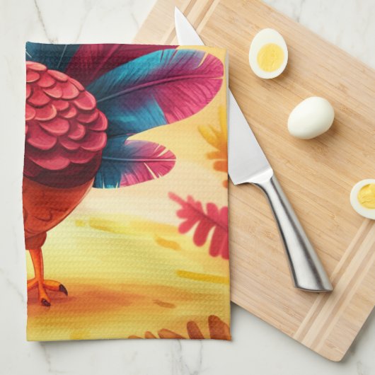 Schattigee Thanksgiving Turkije Keuken Handdoek (Quarter Fold)