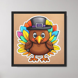 Schattigee Thanksgiving Turkije Stretched Canvas Afdruk
