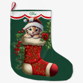 Schattigee Tiger Cub Peeking Grote Kerstsok (Voorkant)