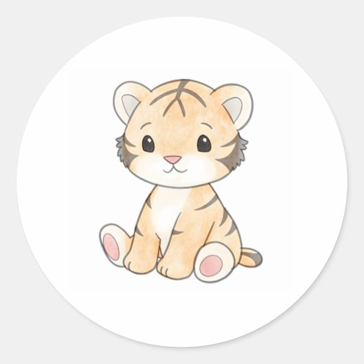 Schattigee Tiger Cub Sticker Schattig Wildlife Ani (Voorkant)