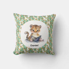 Schattigee tijger die een boek leest kussen