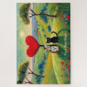 Schattigee tijger en zwart kitten liefde puzzel (Verticaal)