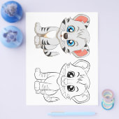 Schattigee tijgerkleurplaat flyer (Enkel)