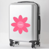 Schattigee tinten roze bloem en naam sticker (Koffer)