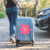 Schattigee tinten roze bloem en naam sticker (Koffer Insitu)