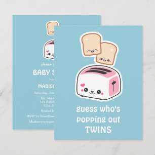 Schattigee Toast Twins Baby Shower Uitnodigingen