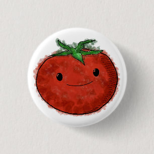 Schattigee Tomaat Waterverf Ronde Button 3,2 Cm
