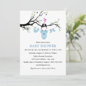Schattigee Tortelduifjes Boy Baby shower Uitnodigi Kaart (Staand voorkant)