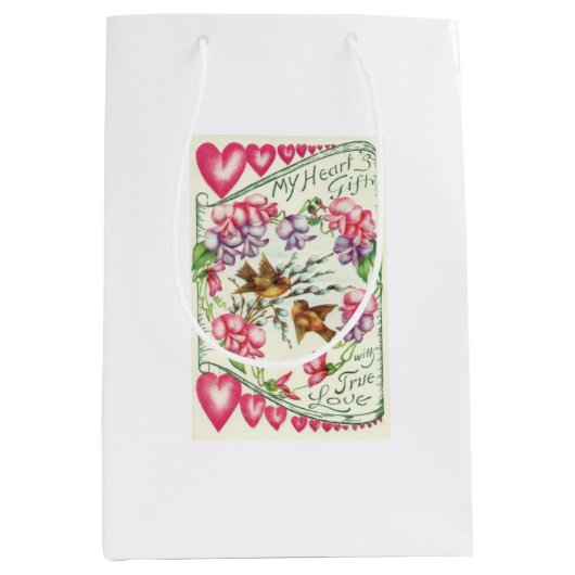 Schattigee Tortelduifjes  Valentijnsdag Gift Bag Medium Cadeauzakje (Voorkant)